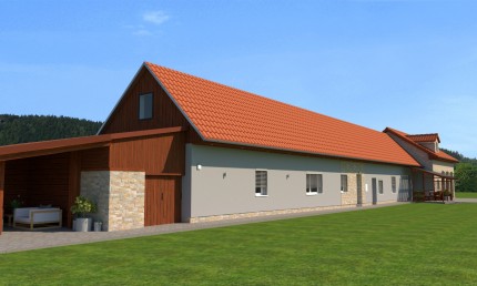 Modernizácia fasády sedliackeho rodinného domu / Budča