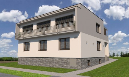 Návrh obnovy fasády rodinného domu v sivých odtieňoch / Petrova Ves