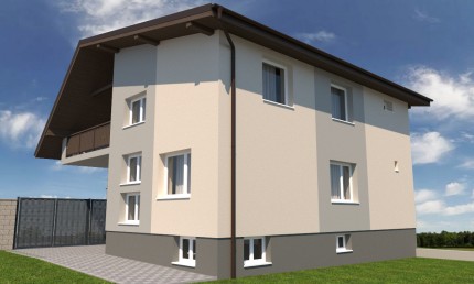 Návrh fasády rodinného domu s dreveným  podbitím / Spišské Bystré