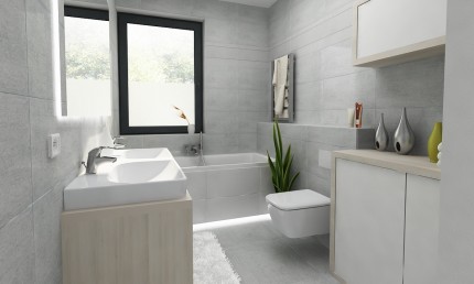 Návrh kúpeľne s obkladom Cemento / Záhorská Bystrica