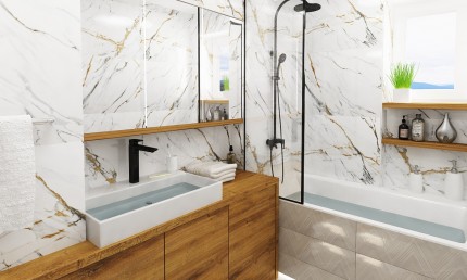 Návrh modernej kúpeľne s luxusným mramorom / Zvolen