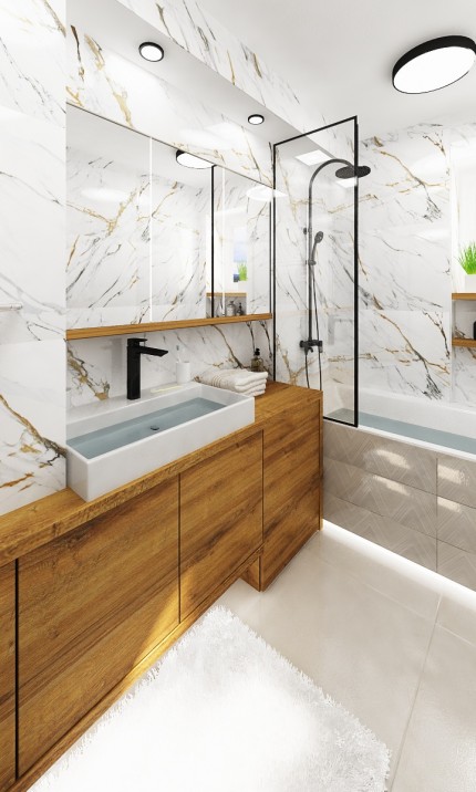 Návrh modernej kúpeľne s luxusným mramorom / Zvolen