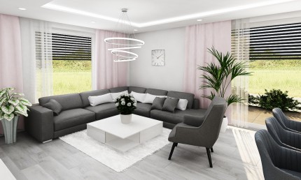  Návrh luxusnej obývačky s obkladom bieleho mramoru / Spišská Nová Ves