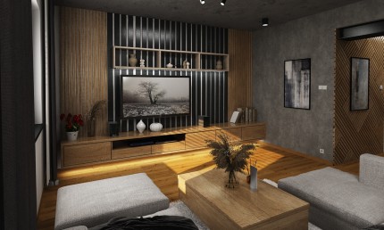  Moderná obývačka s dreveným obkladom / Malacky