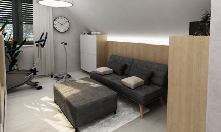 Návrh relaxačnej izby v rodinnom dome / Bratislava