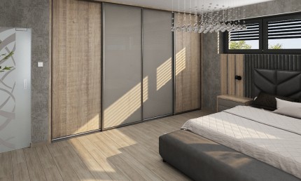 Návrh modernej spálne s celočalúnenou posteľou / Lipovec