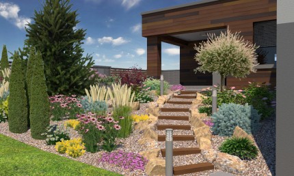 Návrh modernej záhrady s oddychovou aj úžitkovou časťou / Námestovo