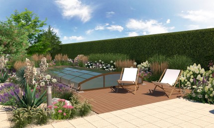 Návrh okrasnej výsadby v záhrade s bazénom / Nitra